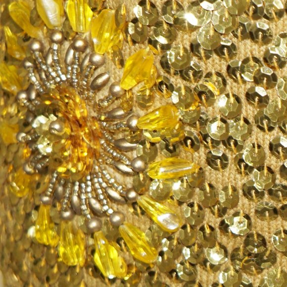 Vintage 1960s Beaded & Sequined Gold Tank Top by Harilela's - Picture 3 of 11